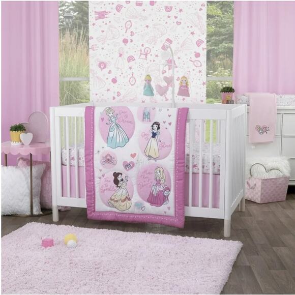DISNEY Baby - Dare to Dream White and Pink Fitted Crib Sheet, 28"x52x8". - Picture 8 of 8